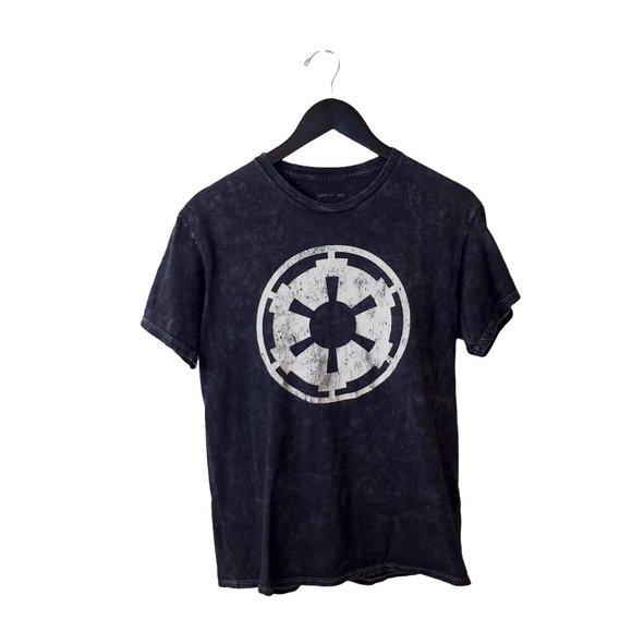 Star Wars T Shirt Stone Wash Graphic Tee Short Sleeve Cotton Solid Logo Small S - Picture 1 of 7